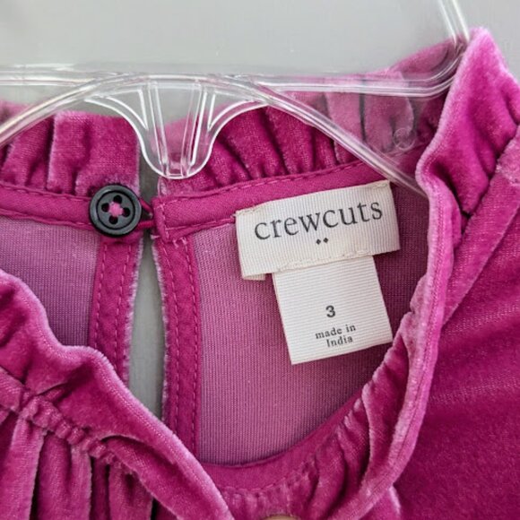 Crewcuts J. Crew Girls Velvet Tiered Ruffle Dress Pink Size 3 - Picture 4 of 5